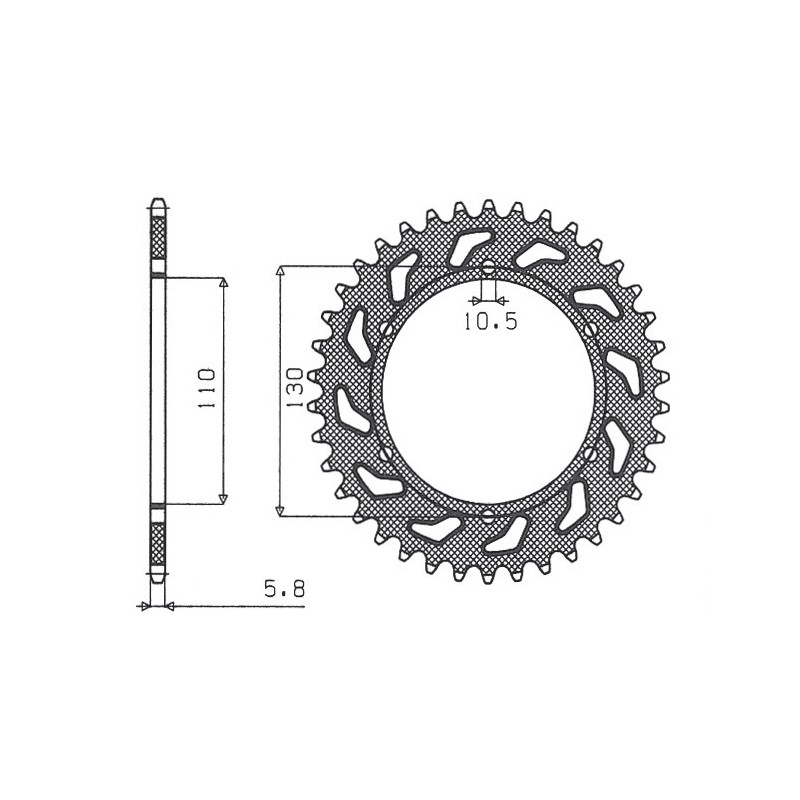 SUNSTAR ZĘBATKA TYLNA 504 42 KAWASAKI ER5 (97-06) (JTR486.42) (ŁAŃC. 520) (50442JT)