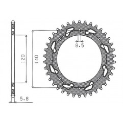 SUNSTAR ZĘBATKA TYLNA 491 43 KAWASAKI KLR 650C '95-'03 (JTR487.43) (ŁAŃC. 520) (49143JT)