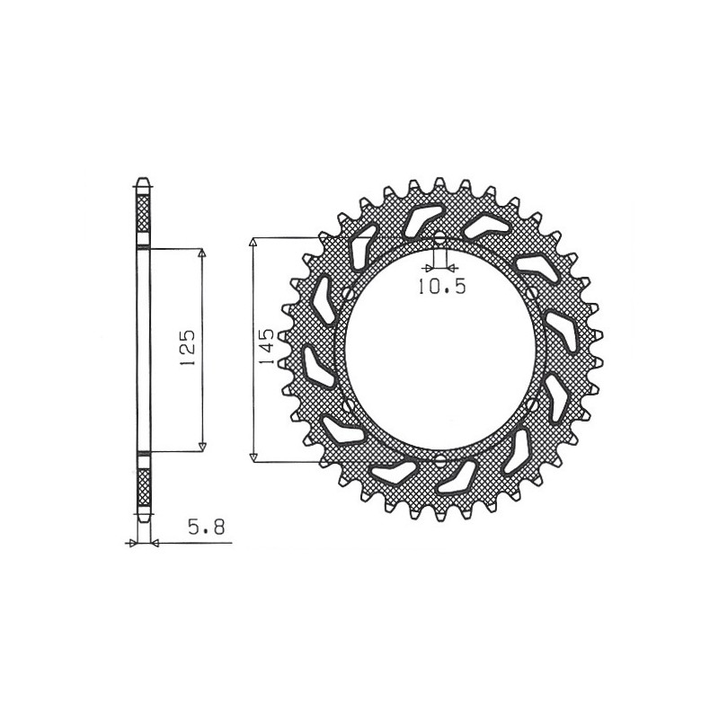 SUNSTAR ZĘBATKA TYLNA 866 45 YAMAHA XT 660 R/X 04-14, XT 600Z 08-12 (JTR855.45) (ŁAŃC. 520) (86645JT)