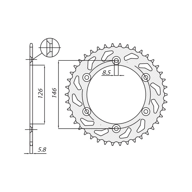 SUNSTAR ZĘBATKA TYLNA 808 41 SUZUKI DR 350SE, DRZ 400SM, RM, RMZ (JTR808.41) (ŁAŃC. 520) (80841JT)