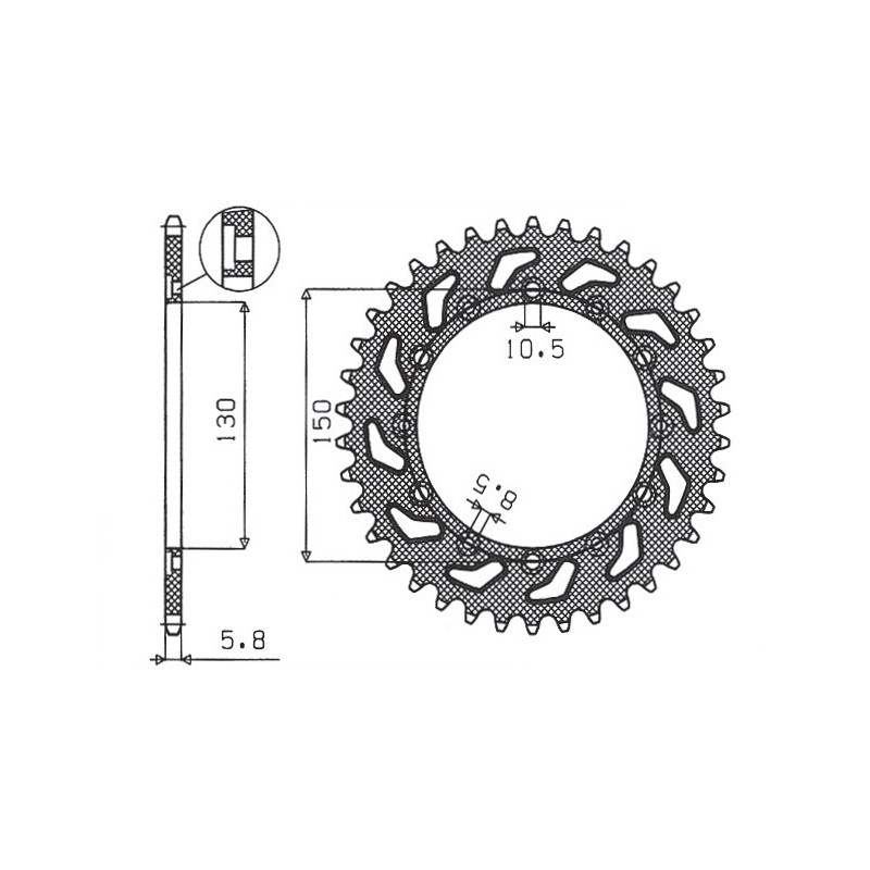 SUNSTAR ZĘBATKA TYLNA 236 46 / 245 46 HONDA NX 650 95-01, YAMAHA XJ 6 09-15, YAMAHA WR 250R '08-'10 (JTR245/2.46) (JTR245/3.46) 