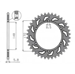 SUNSTAR ZĘBATKA TYLNA 804 42 SUZUKI DR 600 (85-89), DR 650 (90-95) (JTR828.42) (ŁAŃC. 520) (80442JT)