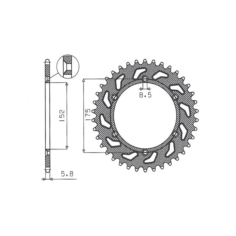 SUNSTAR ZĘBATKA TYLNA 856 44 YAMAHA TT600 R '98-'03, TT600S '93-'95 (JTR853.44) (ŁAŃC. 520) (85644JT)