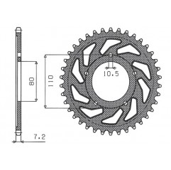 SUNSTAR ZĘBATKA TYLNA 4350 44 HONDA VT 600C SHADOW '90-'07 (JTR1332.44) (ŁAŃC. 525) (435044JT)