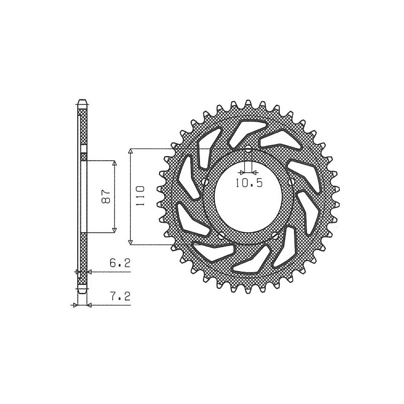 SUNSTAR ZĘBATKA TYLNA 828 44 SUZUKI SV 650 99-13 (JTR807.44) (ŁAŃC. 525) (82844JT)