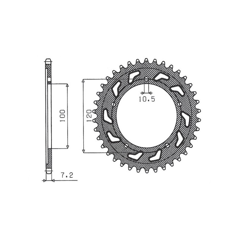 SUNSTAR ZĘBATKA TYLNA 4447 44 / 4363 44 APRILIA 750 SL Shiver GT / ABS '07-16 (JTR702.44) (JTR713.44) (ŁAŃC.525) (436344JT)