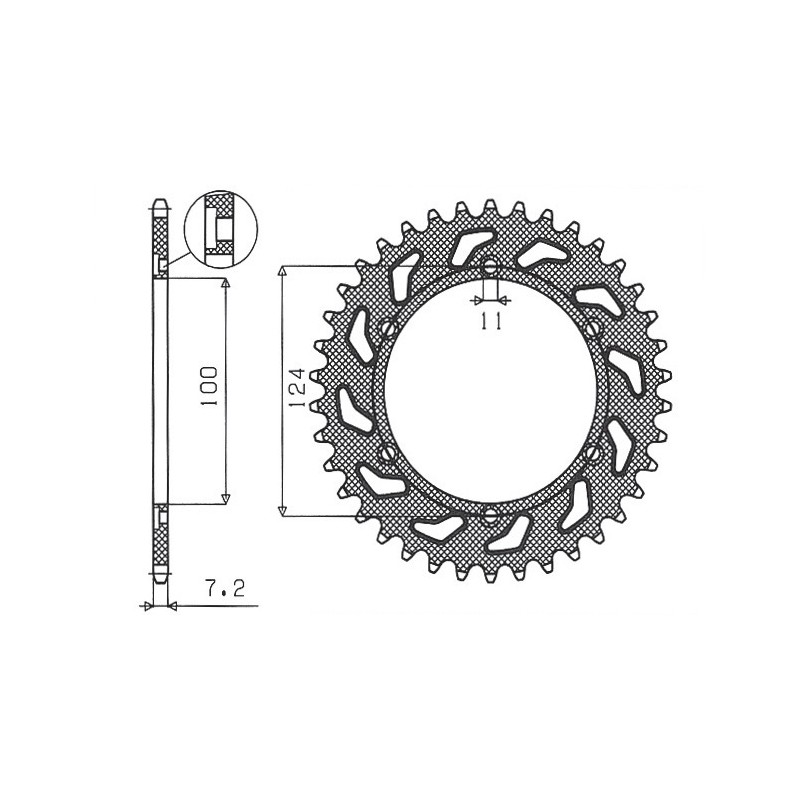 SUNSTAR ZĘBATKA TYLNA 4366 42 DUCATI 944 ST2 '97-'03, 992 ST3 '04-'07 (JTR745.42) (ŁAŃC.525) (436642JT)