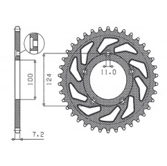 SUNSTAR ZĘBATKA TYLNA 4443 38 DUCATI 749 '03-'06 (JTR744.38) (ŁAŃC. 525) (444338JT)