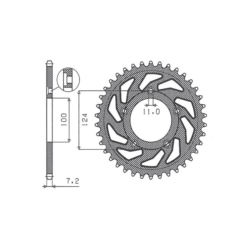 SUNSTAR ZĘBATKA TYLNA 4443 38 DUCATI 749 '03-'06 (JTR744.38) (ŁAŃC. 525) (444338JT)