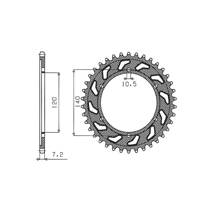 SUNSTAR ZĘBATKA TYLNA 5301 44 SUZUKI GSXR 750 98-99 (JTR498.44) (ŁAŃC. 525) (530144JT)