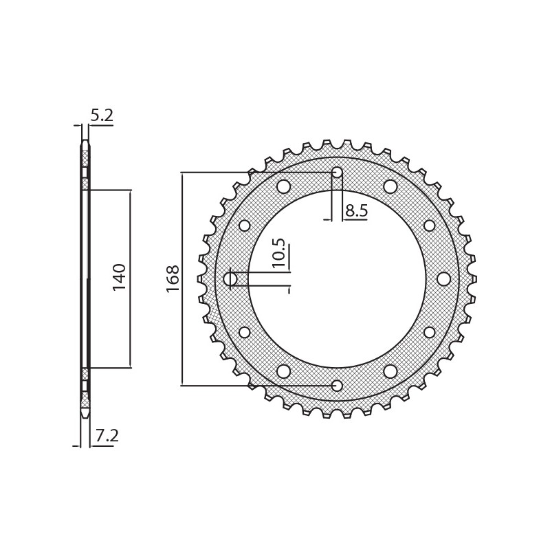 SUNSTAR ZĘBATKA TYLNA 4550 42 BMW F 800GS '08-'12 (OTWÓR POD ŚRUBĘ 8,5MM) (JTR6.42) (ŁAŃC. 525) (455042JT)