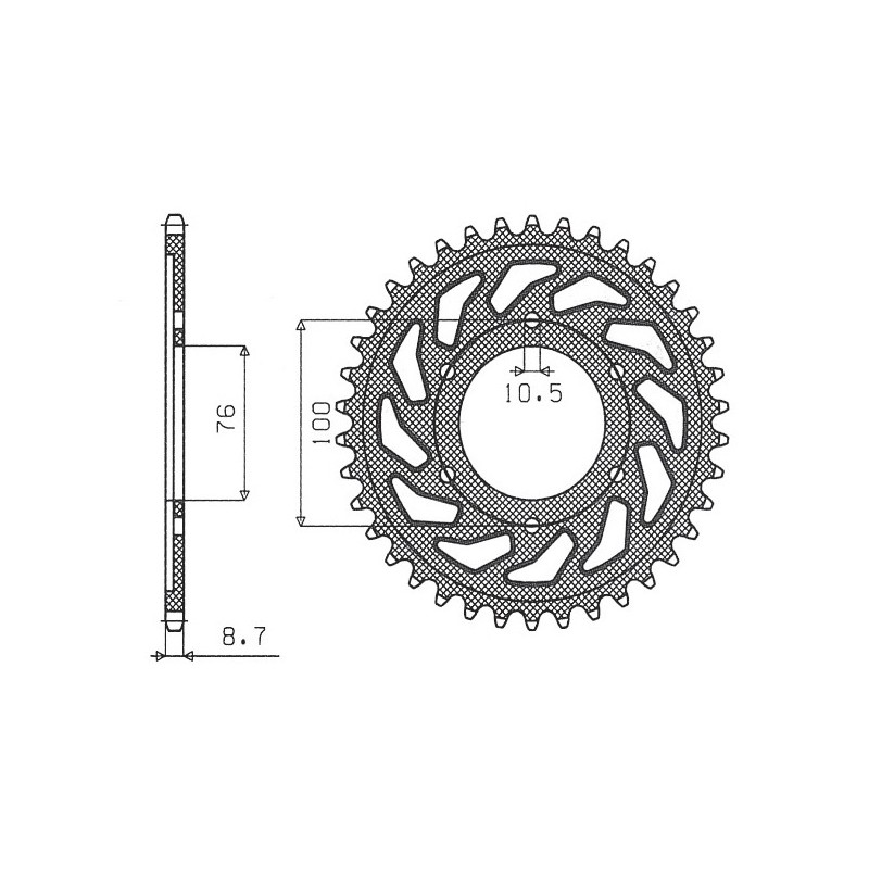 SUNSTAR ZĘBATKA TYLNA 825 42 / 816 42 SUZUKI GSXR1100, GSXR750 (92-95) (JTR816.42) (ŁAŃC. 530) (81642JT)