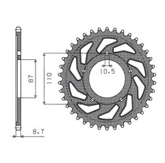 SUNSTAR ZĘBATKA TYLNA 824 45 SUZUKI GSX 750F (99-06), GSX 600F '92-'97 (JTR829.45) (ŁAŃC. 530) (82445JT)