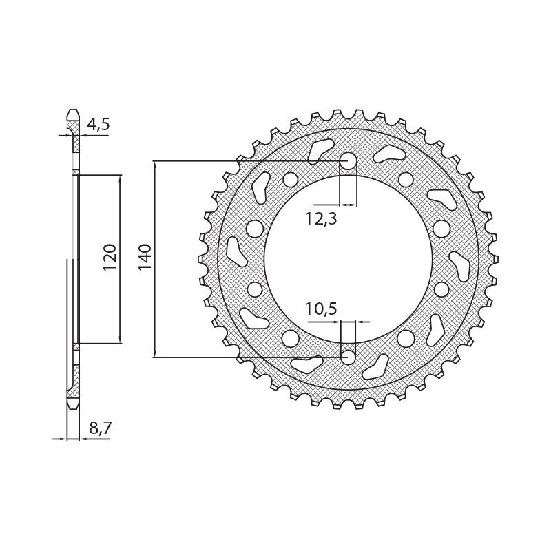 SUNSTAR ZĘBATKA TYLNA 4409 40 SUZUKI SV 1000 '03-'07, GSXR 1000 '01-'06 (-1) (JTR1800.40) (ŁAŃC. 530) (440940JT)