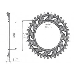 SUNSTAR ZĘBATKA TYLNA 498 38 SUZUKI GSXR 1300 (99-07) (JTR499.38) (ŁAŃC. 530) (49838JT)