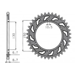 SUNSTAR ZĘBATKA TYLNA 860 38 YAMAHA XJR 1200/1300 95-01 (JTR859.38) (ŁAŃC. 530) (86038JT)