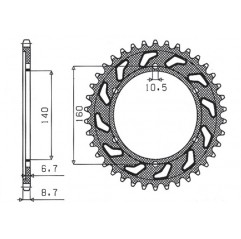 SUNSTAR ZĘBATKA TYLNA 502 45 KAWASAKI GPX 750R, GPZ 750/900/1100, ZRX/ZZR 1100 (JTR502.45) (ŁAŃC. 530) (50245JT)