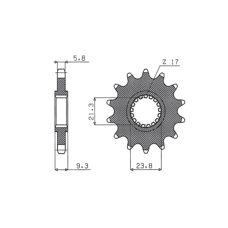 SUNSTAR ZĘBATKA PRZEDNIA 342 13 HONDA CR 250 '88-'07, CRF 450 '02-'18, TRX 450/700 (JTF284.13) (ŁAŃC. 520) (34213JT)