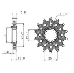 SUNSTAR ZĘBATKA PRZEDNIA 2093M 14 KAWASAKI ZX6R '03-'06 (JTF1307.14) (ŁAŃC. 520) (2093M14JT)