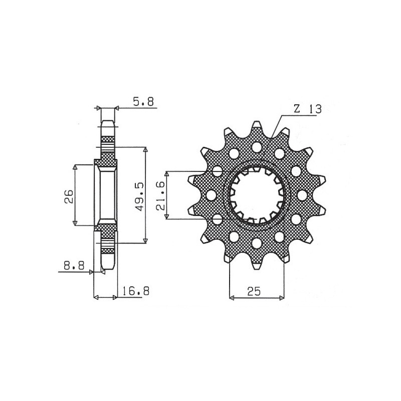 SUNSTAR ZĘBATKA PRZEDNIA 2093M 14 KAWASAKI ZX6R '03-'06 (JTF1307.14) (ŁAŃC. 520) (2093M14JT)