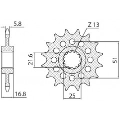 SUNSTAR ZĘBATKA PRZEDNIA 2042 16 HONDA NC 750X/S/DCT '14-'15, INTEGRA 750 DCT '14-'15 (JTF1373.16) (ŁAŃC. 520) (204216JT)