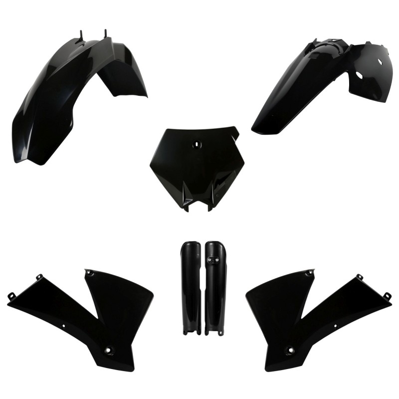 POLISPORT KOMPLET PLASTIKÓW (FULL KIT) KTM SX '03-'04 W ZESTAWIE OSŁONY AMORTYZATORÓW (8399000001) KOLOR CZARNY