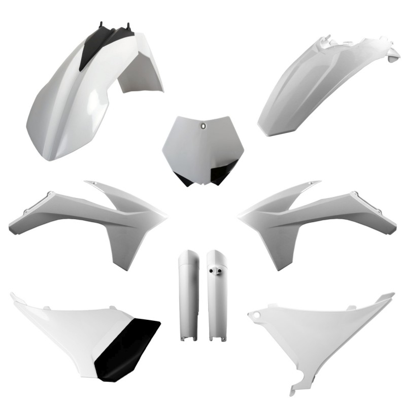 POLISPORT KOMPLET PLASTIKÓW (FULL KIT) KTM SX '11 XC/XC-F '11 W ZESTAWIE OSŁONY AMORTYZATORÓW (8398500002) KOLOR BIAŁY