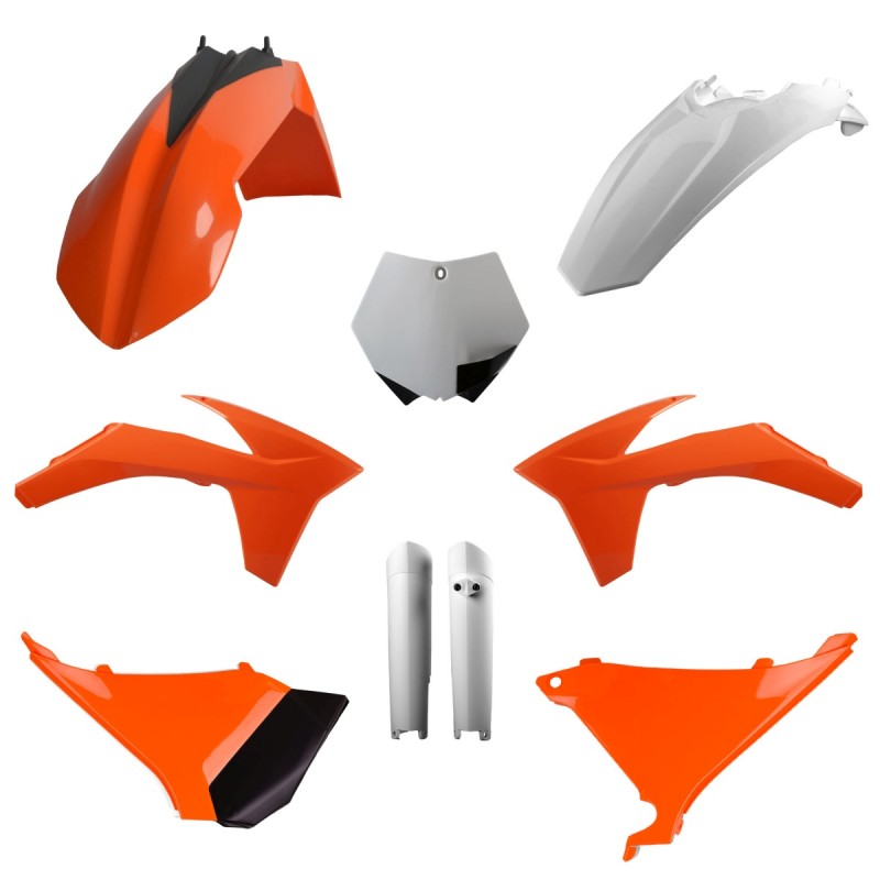 POLISPORT KOMPLET PLASTIKÓW (FULL KIT) KTM SX '11 XC/XC-F '11 W ZESTAWIE OSŁONY AMORTYZATORÓW (8398500002) KOLOR POMARAŃCZOWY OE