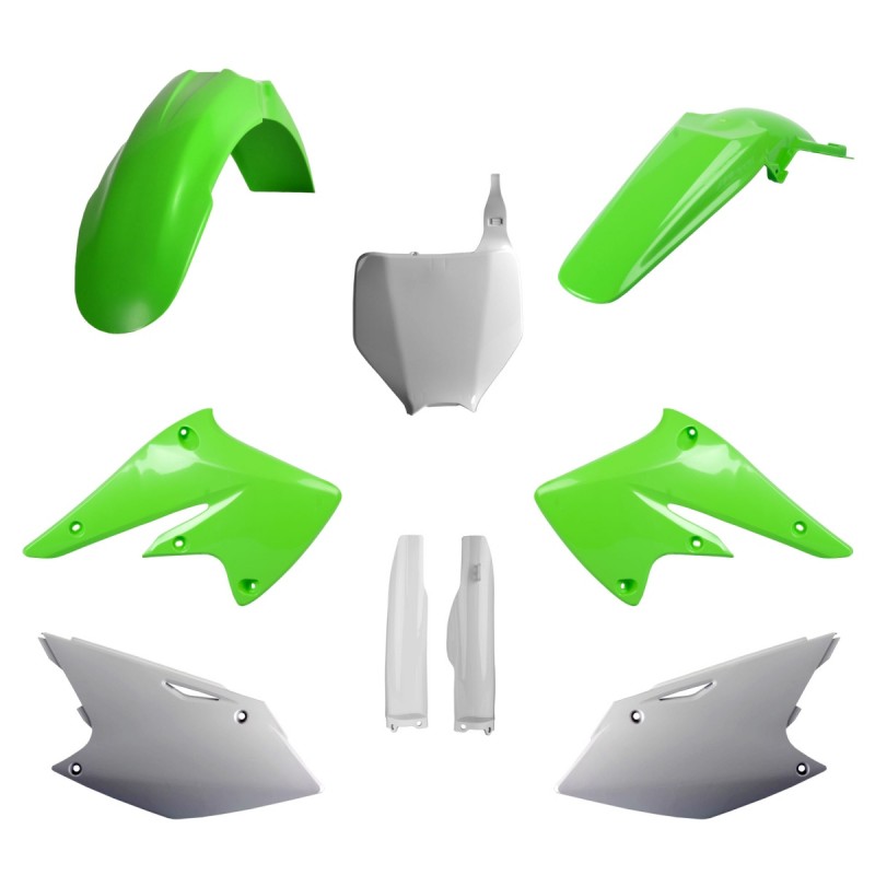 POLISPORT KOMPLET PLASTIKÓW (FULL KIT) KAWASAKI KX 250F '04-'05 W ZESTAWIE TABLICA PRZEDNIA (8660800002) I OSŁONY AMORTYZARORÓW 