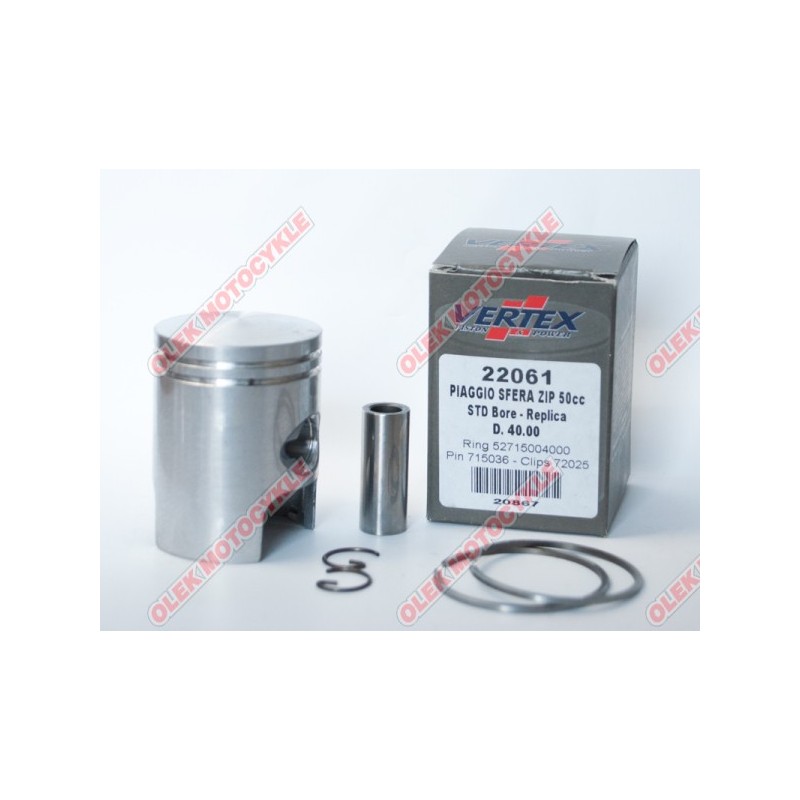 VERTEX TŁOK PIAGGIO,SFERA,ZIP,QUARZ,FREE 40,60 MM (+0,60) ( PIERŚCIENIE 52715004060 X 2 SZT. )