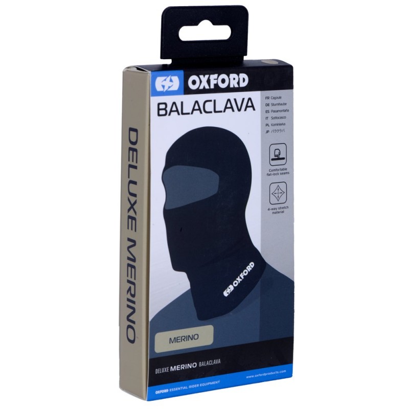 OXFORD KOMINIARKA Z WEŁNY MERINO Z DUŻYM OTWOREM NA OCZY DELUXE BALACLAVA MERINO KOLOR CZARNY ROZMIAR UNIWERSALNY