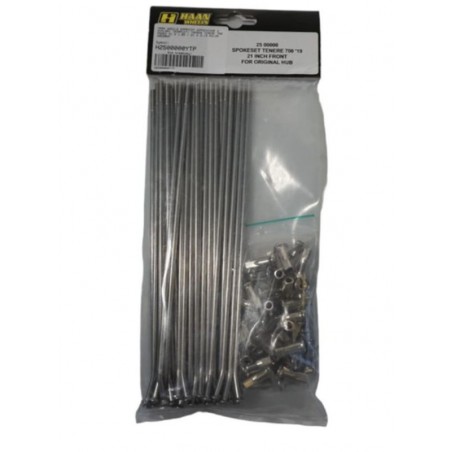 HAAN WHEELS SZPRYCHY WZMOCNIONE Z NYPLAMI (KOMPLET) YAMAHA TENERE 700 PRZÓD 21 X 1,85 / 21 X 2,15 (PROFIL MT) KOLOR SREBRNY