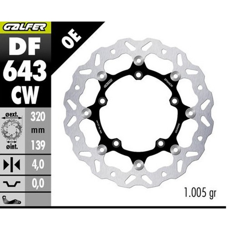 GALFER TARCZA HAMULCOWA PRZÓD KOVE 800X PRO '23-'25 (WAVE FLOATING) (320X139X4MM)
