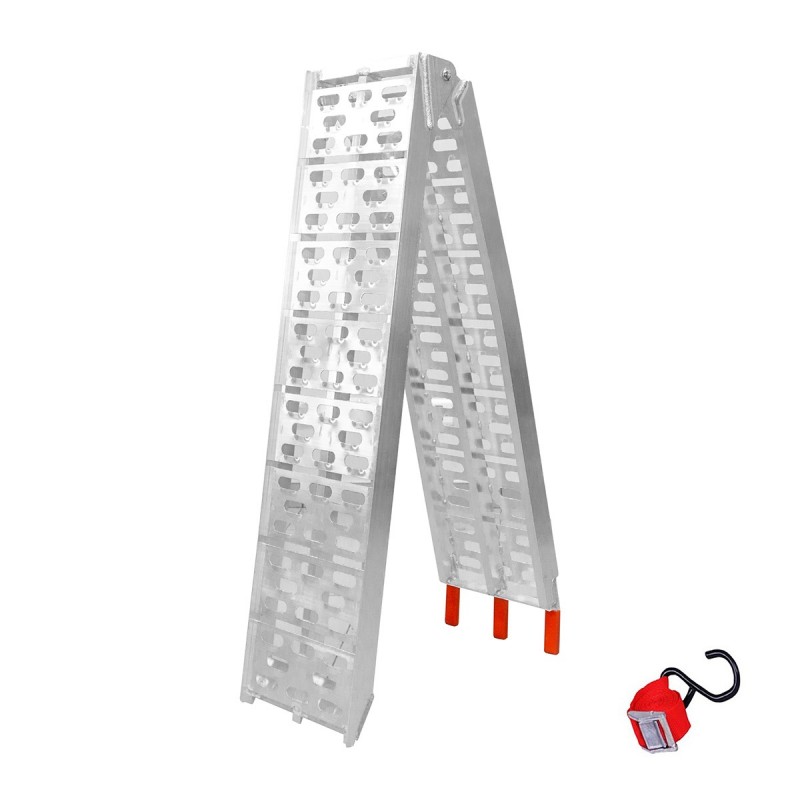 BIKETEC 2024/06 UNIWERSALNA RAMPA NAJAZDOWA ALUMINIOWA AŻUROWA MOTOCYKL / ATV 226 X 30,5 CM, MAX. 340 KG KOLOR SREBRNY