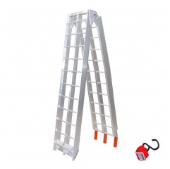 BIKETEC 2024/06 UNIWERSALNA RAMPA NAJAZDOWA ALUMINIOWA KRATOWNICOWA MOTOCYKL / ATV 226 X 30,5 CM, MAX. 340 KG KOLOR SREBRNY