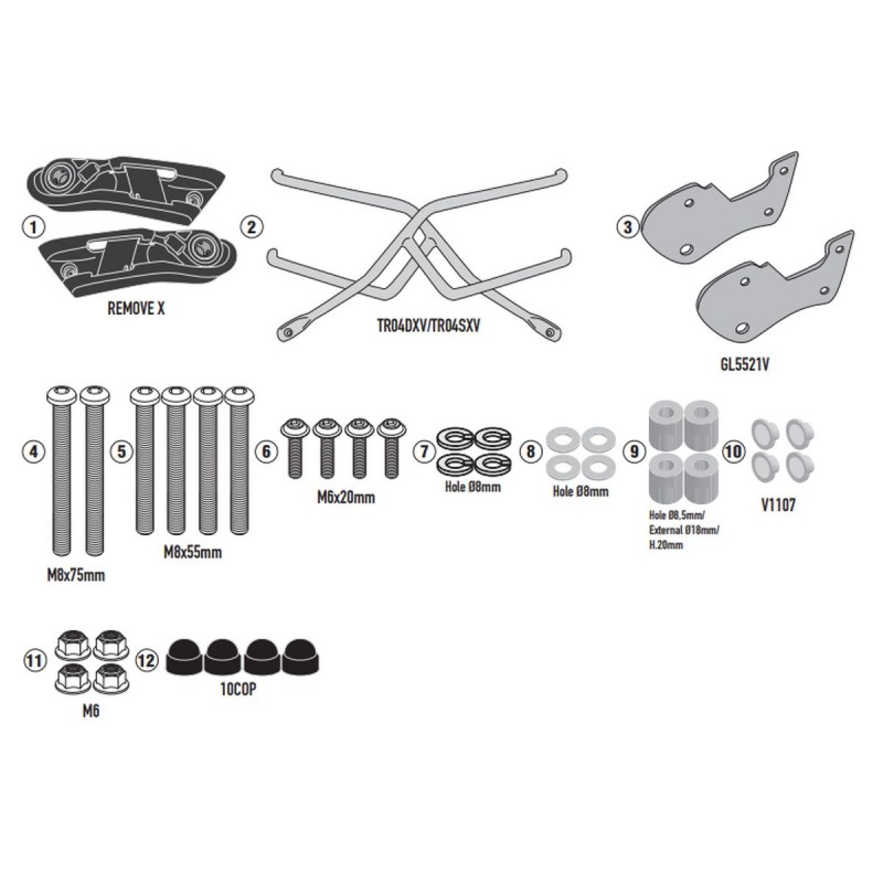 KAPPA STELAŻ POD TORBY (SAKWY) BOCZNE SZYBKIEGO MONTAŻU REMOVE-X HONDA CB 500 HORNET '24, CB 750 HORNET '23-'24 - ZASTĘPUJE TR12
