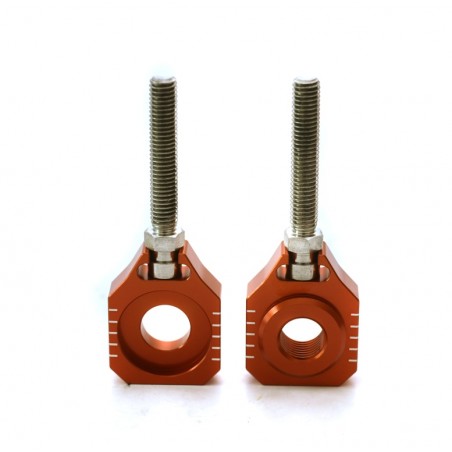 ACCEL 2020 NOWY TOWAR NAPINACZ TYLNEJ OŚKI ZE ŚRUBĄ KTM SX 65 '16-20, HUSQVARNA TC 65 '17-20 KOLOR POMARAŃCZOWY (KPL.-2SZT.)