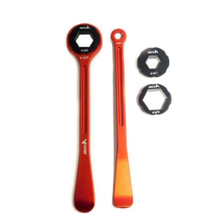 ACCEL 2020 NOWY TOWAR KOMPLET ŁYŻEK DO OPON (23+24CM) ALU7075 KUTE Z KLUCZAMI 10,13,17,22,27,32 MM KOLOR POMARAŃCZOWY