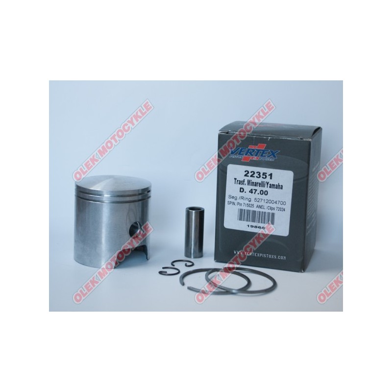 VERTEX TŁOK MALOSSI (MINARELLI, YAMAHA) (47,40MM +0,40) SWORZEŃ 10MM (PIERŚCIENIE 52712004740 X 2)