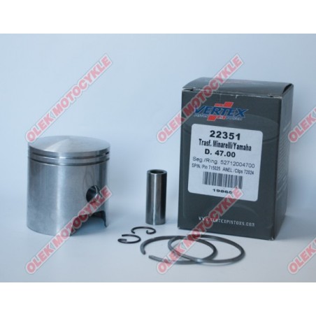 VERTEX TŁOK MALOSSI (MINARELLI, YAMAHA) (47,40MM +0,40) SWORZEŃ 10MM (PIERŚCIENIE 52712004740 X 2)