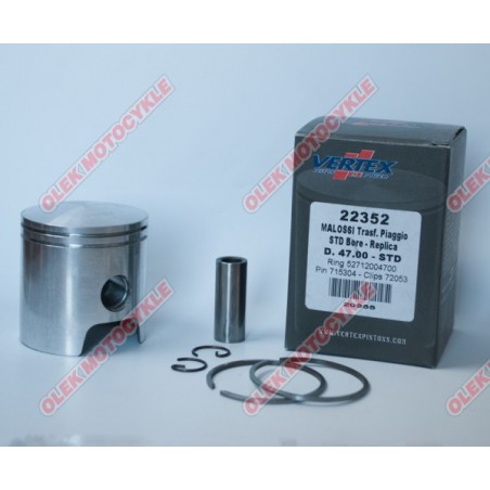 VERTEX TŁOK MALOSSI (PIAGGIO, GILERA) (48,00MM +1,10) SWORZEŃ 12MM (PIERŚCIENIE 52712004800 X 2)