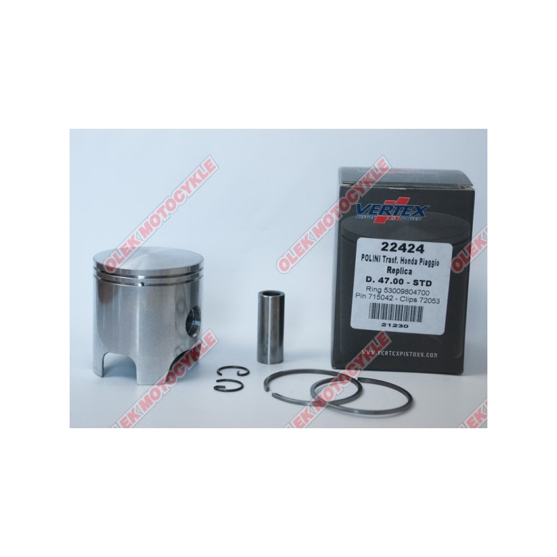 VERTEX TŁOK POLINI, HONDA, PIAGGIO 46,95MM SWORZEŃ 12MM (PIERŚCIENIE 53009804700 X 2 SZT.)