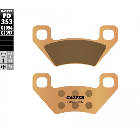 GALFER KLOCKI HAMULCOWE KH395 SPIEK METALICZNY (ZŁOTE) ATV ARCTIC CAT 250/300/400/454/500/650/700, KYMCO 400/450