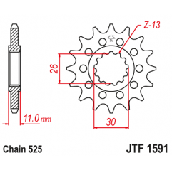 JT ZĘBATKA PRZEDNIA 2091 15 Z GUMĄ YAMAHA FZ8 '10-'15, MT 09 '14-'17, MT 07 '14-'17 TDM 900 '02-'13 (JTF1591.15RB)* (ŁAŃC. 525)