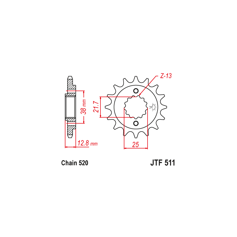 JT ZĘBATKA PRZEDNIA 511 15 Z GUMĄ KAWASAKI KLR 650 '90-'14 (JTF511.15RB) (ŁAŃC. 520)