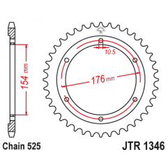 JT ZĘBATKA TYLNA 4679 44 HONDA CB 1000RA '18-19, VFR 800 V-TEC (ABS) '14-'17, VFR 800X CROSSRUNNER '15-'17 (JTR1346.44)* (ŁAŃC. 