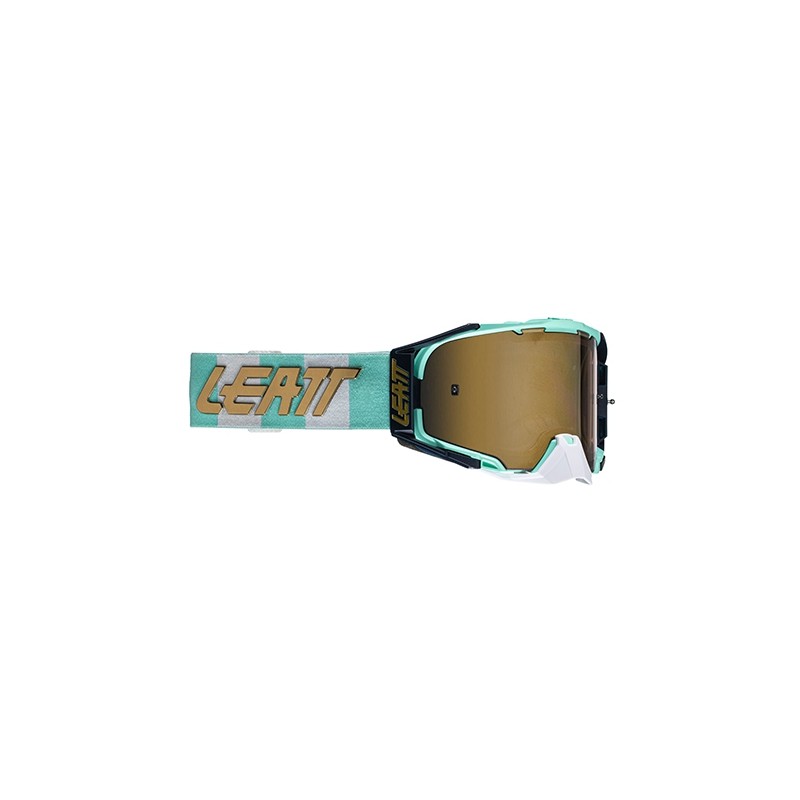 LEATT (2021/2022) GOGLE VELOCITY 6.5 IRIZ GOGGLE ICE LENS BRONZE UC 68% - KOLOR TURKUSOWY/BIAŁY SZYBKA LUSTRZANA BRĄZOWA