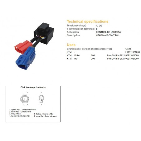 DZE PRZEKAŹNIK KTM 200 DUKE '14-'21 RC 200 '14-'21