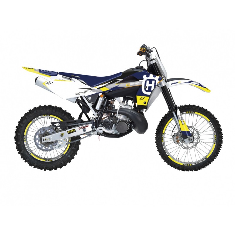 BLACKBIRD KOMPLET NAKLEJEK (OKLEIN) HUSQVARNA CR 125 '06-'08, WR 250/300 '06-'13 DREAM 5 CHROME EFX KOLOR ŻÓŁTY NIEBIESKI BIAŁY