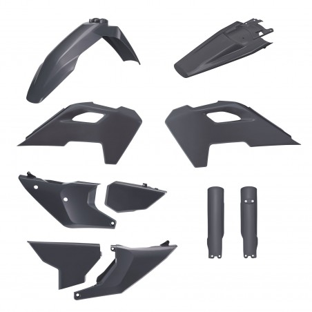 POLISPORT KOMPLET PLASTIKÓW (FULL KIT) HUSQVARNA TE/FE TPI '24-'25 W ZESTAWIE OSŁONY AMORTYZATORÓW KOLOR SZARY (N-GREY)